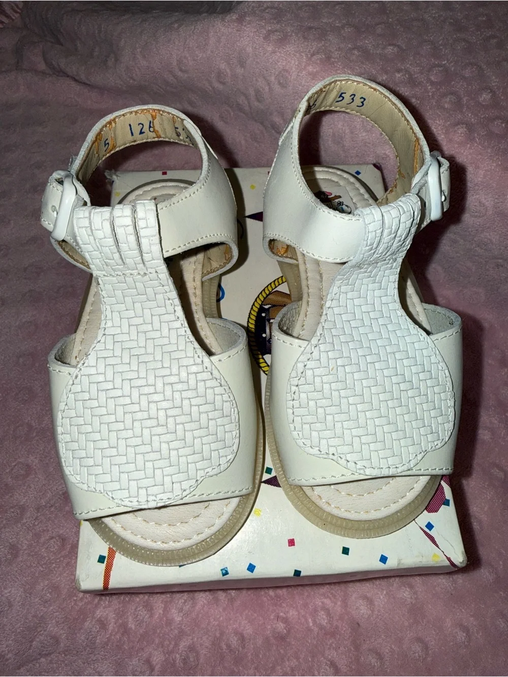 White Kids Leather Sandals - Classic T-Strap